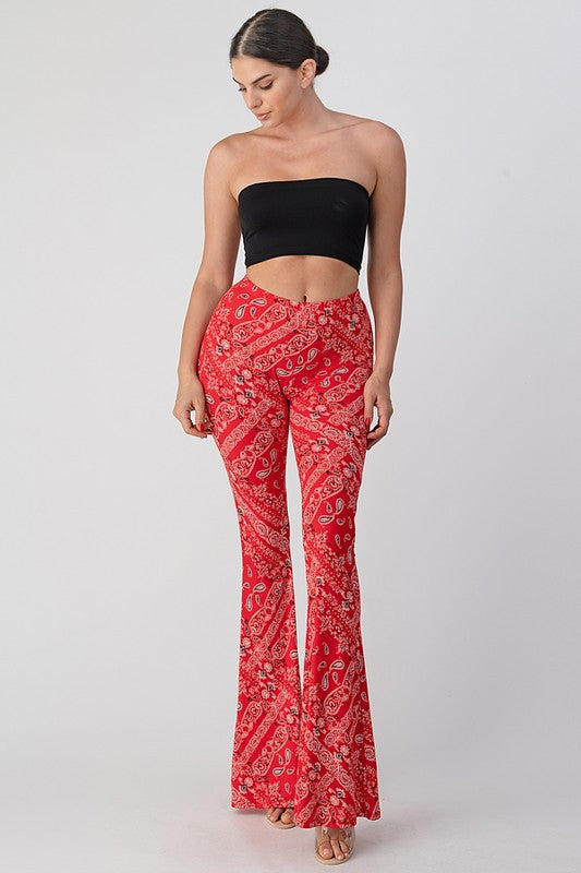 PANTS PRINTED FLARED LONG PANTS