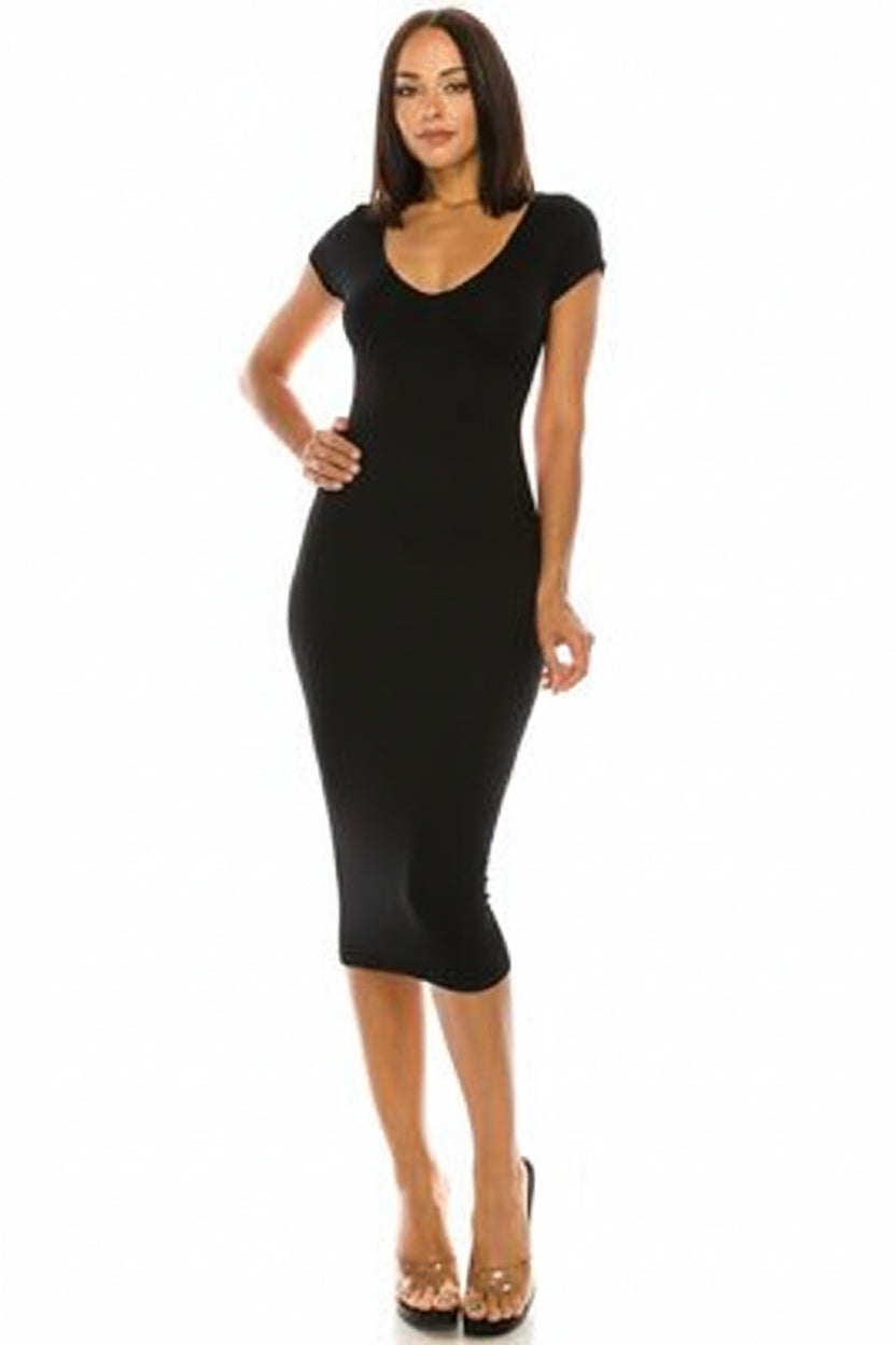 Dress in v neck in Black