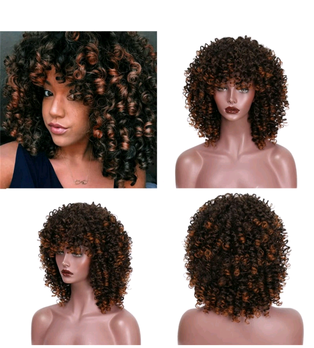 Wig Curly hair with three colors available for you beautiful bold curly