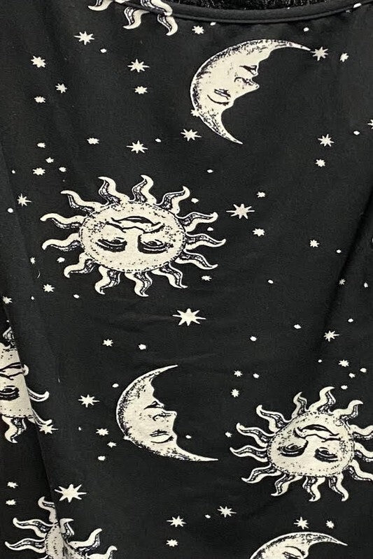 BUTTERFLY PRINT BODYSUIT WITH CROSSOVER NECK AND BARE SHOULDERS