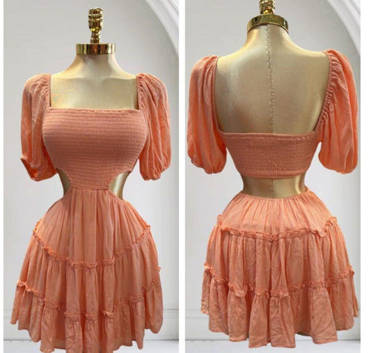 Vestido con abierto atrás en Orange color