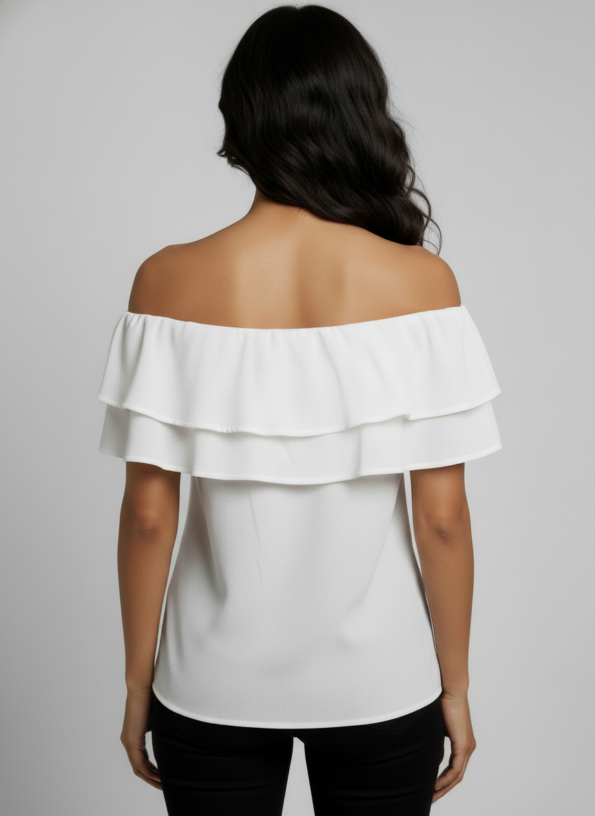 Off-white blouse with open shoulders