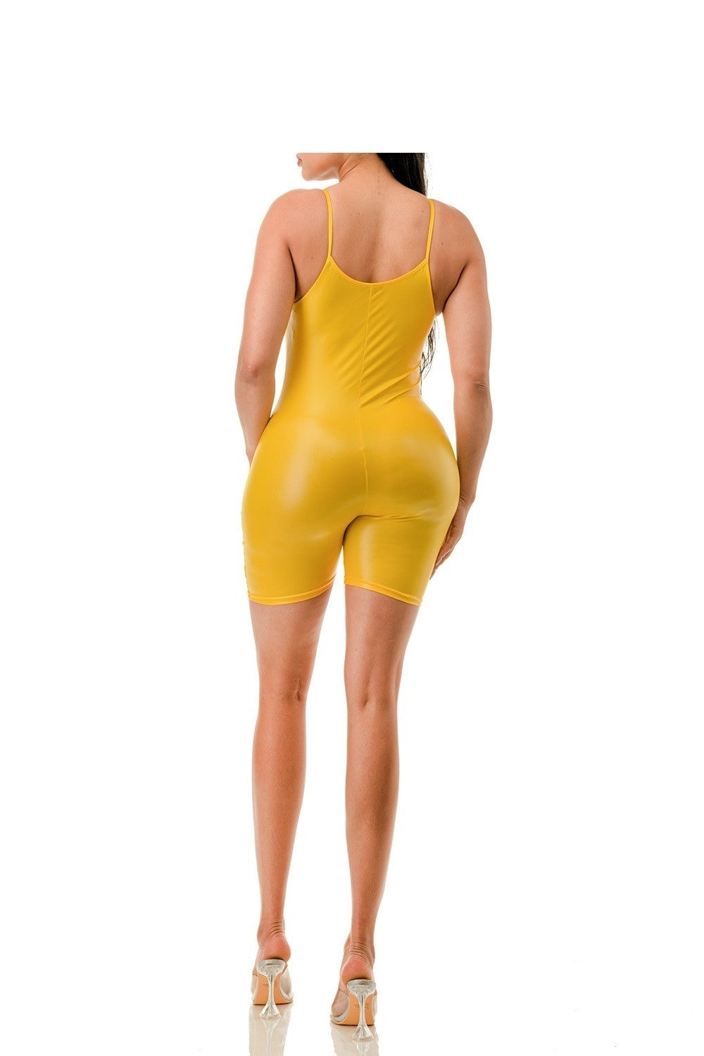 Strap romper in yellow.