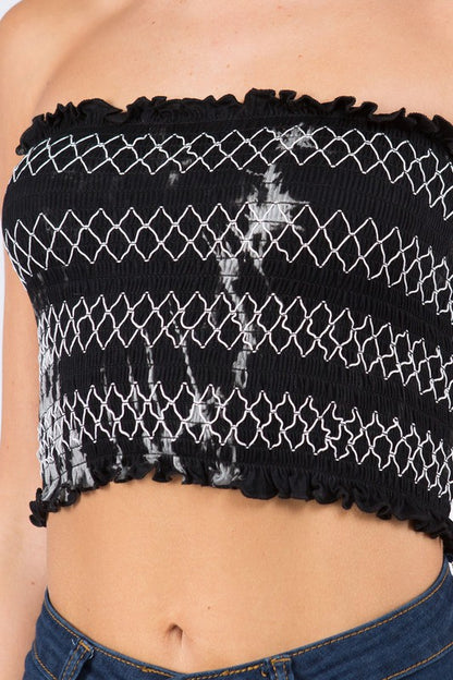 Marble Print Tube Top/Black