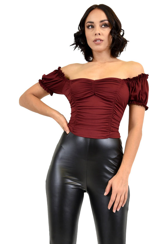 TopSolid Short Sleeve Pleated Sweetheart Top