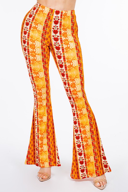 PANTS .FLORAL PRINTED FLARED LONG MULTI