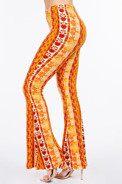 PANTS .FLORAL PRINTED FLARED LONG MULTI