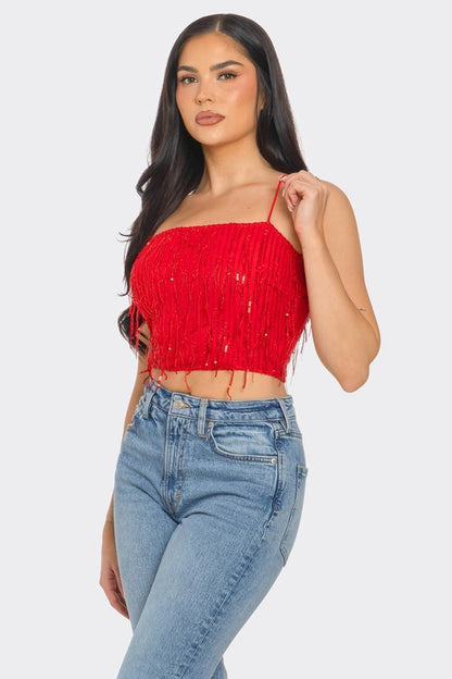 Top SEQUENCE SLEEVELESS, Silver/Black and Red