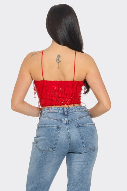 Top SEQUENCE SLEEVELESS, Silver/Black and Red