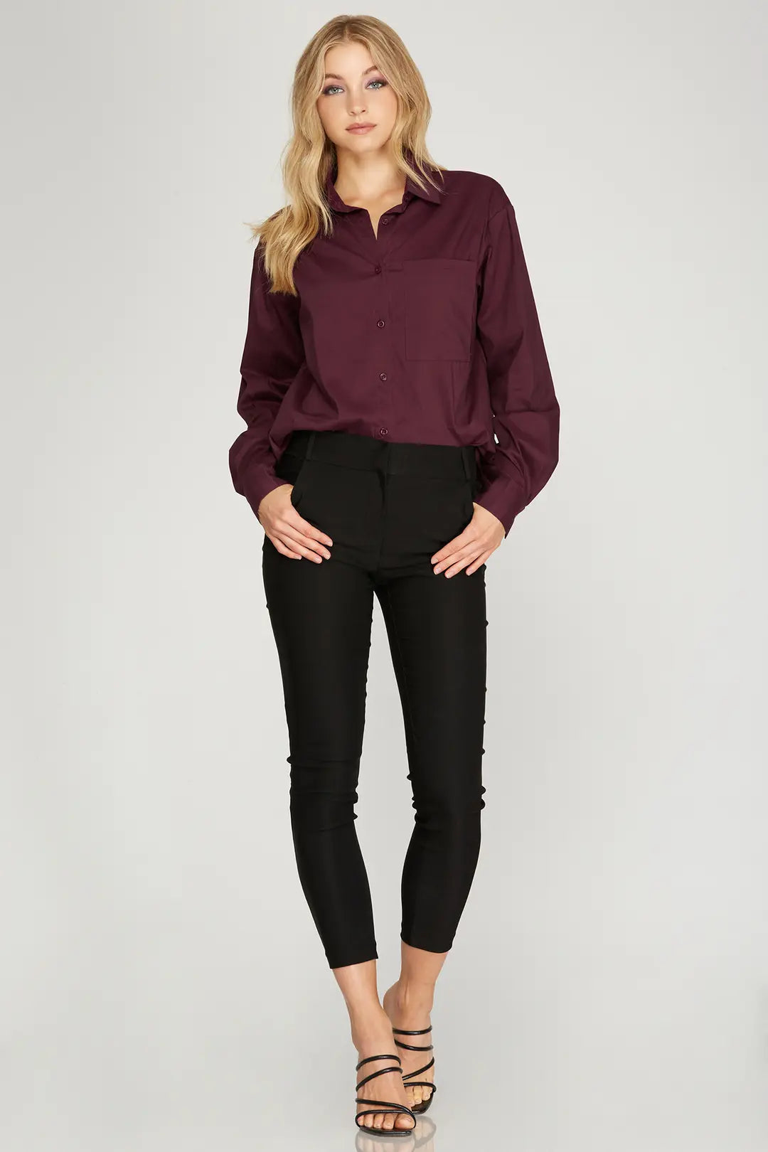 LONG SLEEVE WOVEN BUTTON DOWN SHIRT