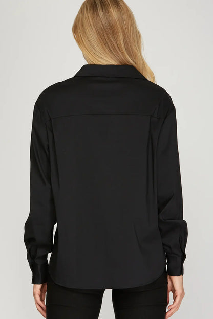 LONG SLEEVE WOVEN BUTTON DOWN SHIRT