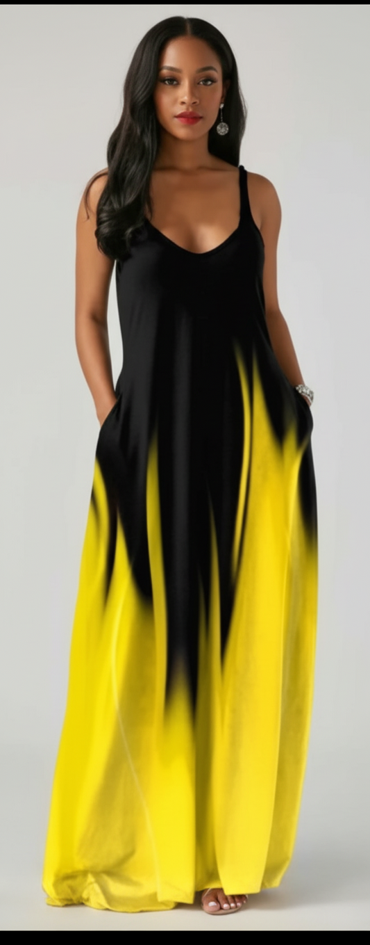 Vestido amarillo de dos colores hermosos sencillo y diferente