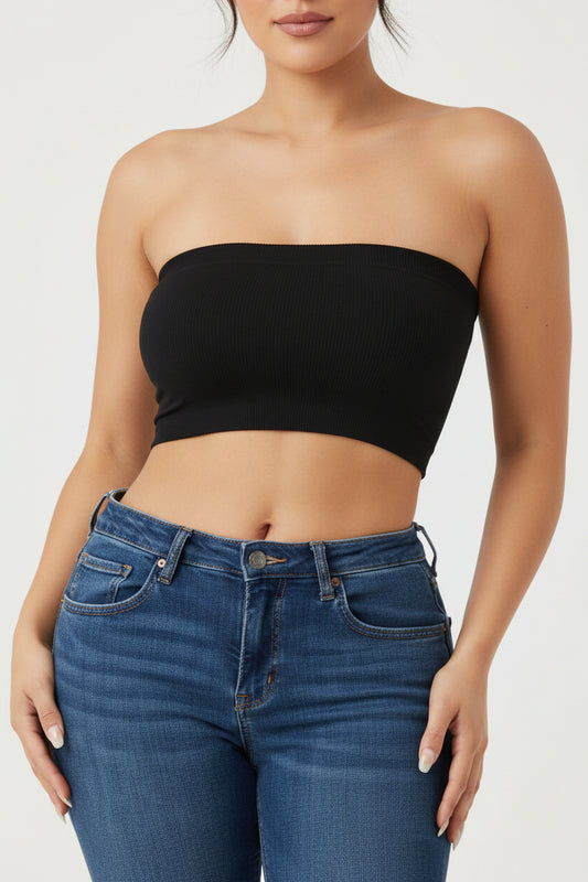 Straple tuve top sólido basic and black  98% poliéster 8%