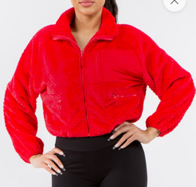 JACKET TEDDY BEAR STYLE CROPPED .