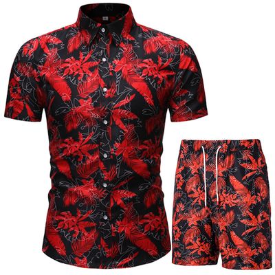 men,  Short-sleeved shirt set for men, Chinese style printed shirt, two-piece set, foreign trade hair, summer