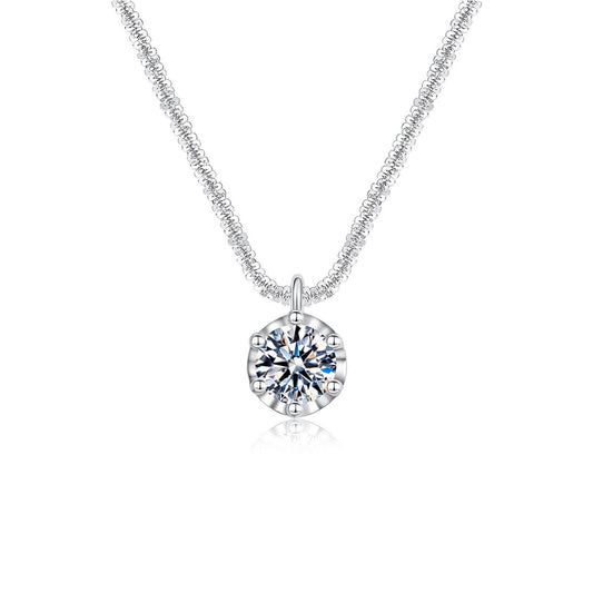 Women’s Brilliant &amp; Charm Crown Charm Necklace, Spring Street Style Fashion Silver Plating Necklace, Trendy Shiny Luxury Clavicle Chain Matching Women Accessories