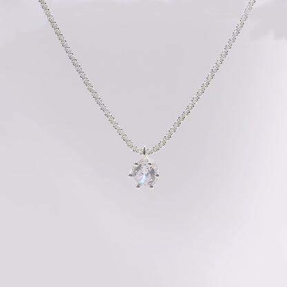 Women’s Brilliant &amp; Charm Crown Charm Necklace, Spring Street Style Fashion Silver Plating Necklace, Trendy Shiny Luxury Clavicle Chain Matching Women Accessories