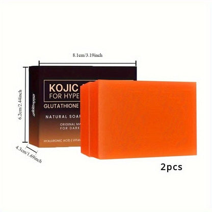 2pcs, 3.53oz/Pc Kojic Acid Soap, With Vitamin C &amp; E, Turmeric, Retinol And Olive Oil, Face And Body Cleansing Handmade Soap