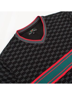 MEN'S V-NECK T-SHIRT. in BLACK / CHARCOAL