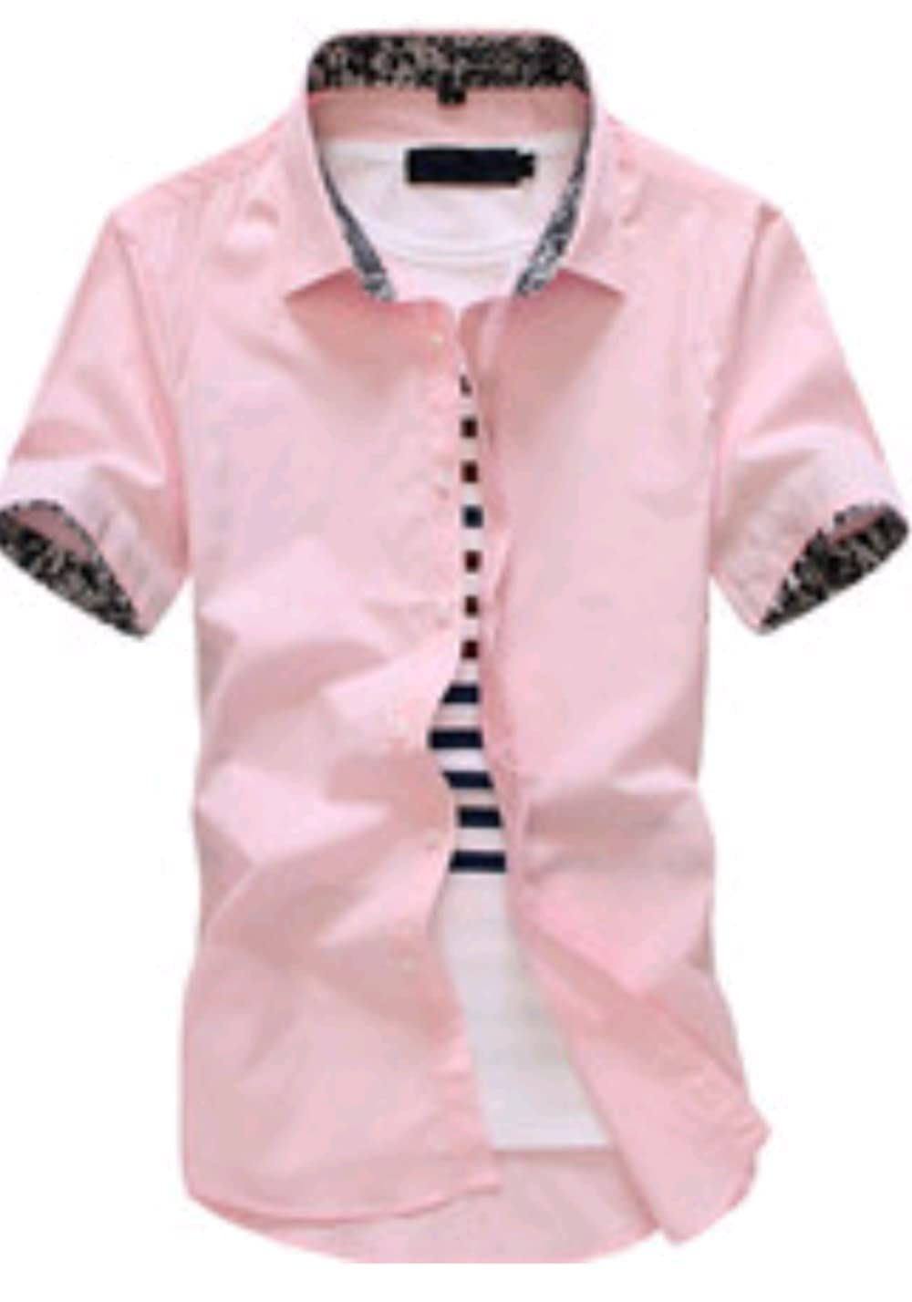 men's casual solid color SHIRT WITH DICE ON THE SLEEVES IN TWO COLORS LIGHT PINK AND WHITE