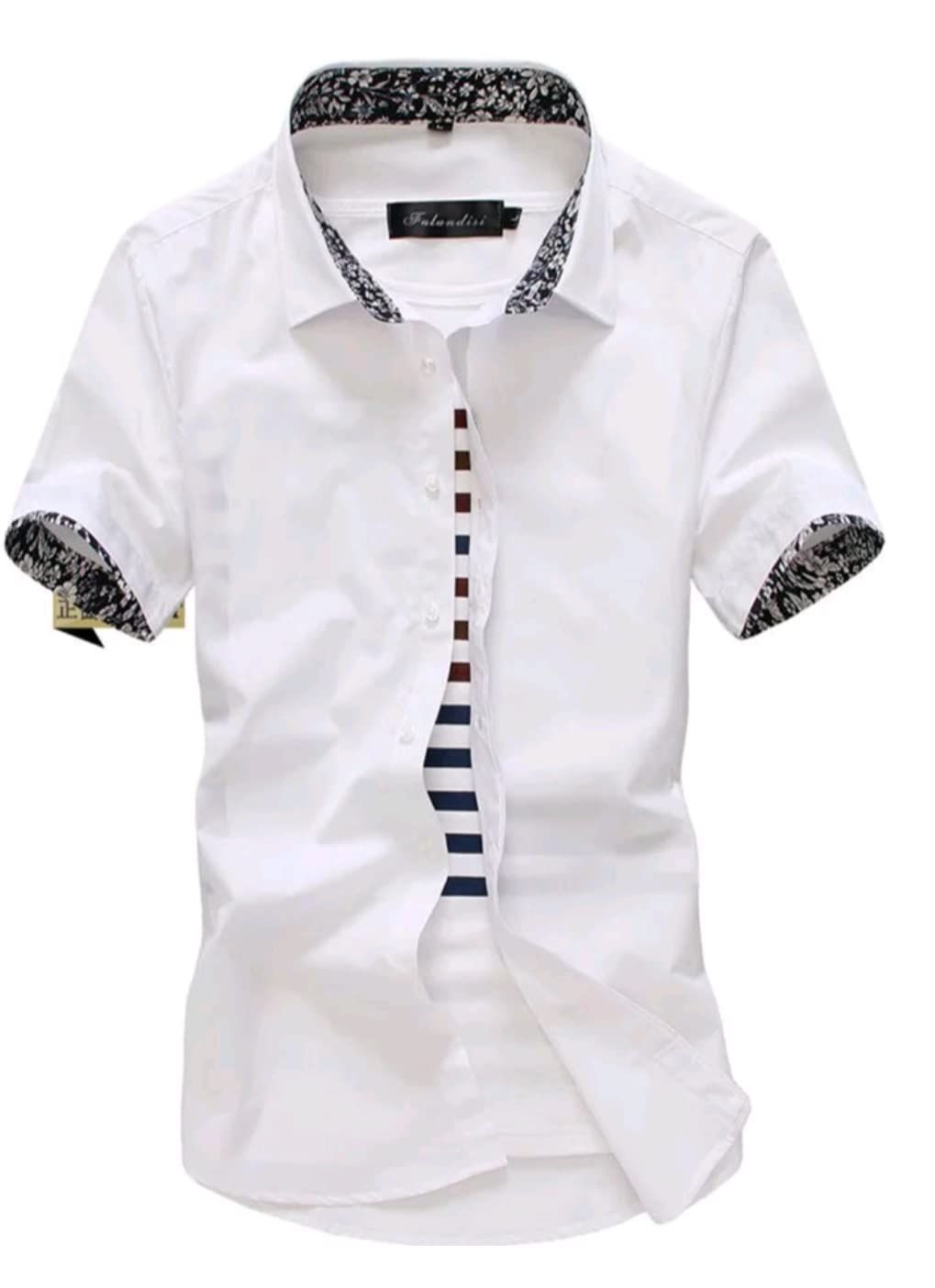 men's casual solid color SHIRT WITH DICE ON THE SLEEVES IN TWO COLORS LIGHT PINK AND WHITE