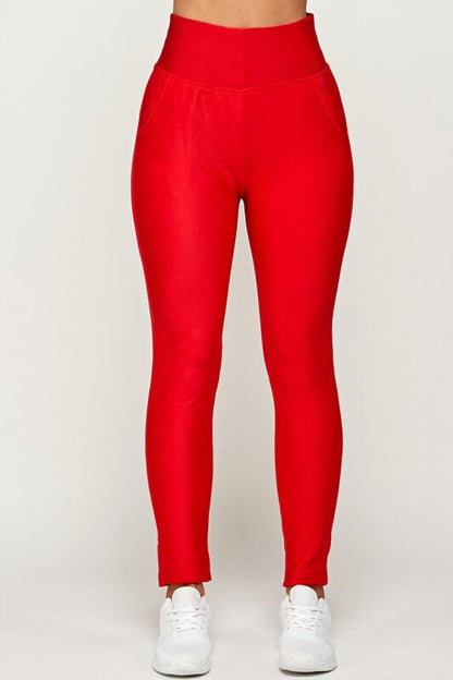 ELEGANT Winter Shiny High-waisted Tech pockets Leggings