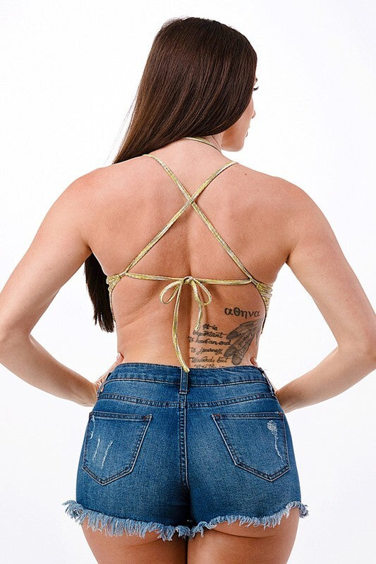 top in color Purple​ SLEEVELESS HALTER NECK SPACE DYE KNIT RIBBED