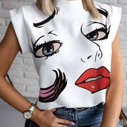 blouse white a beautiful sensual lips design