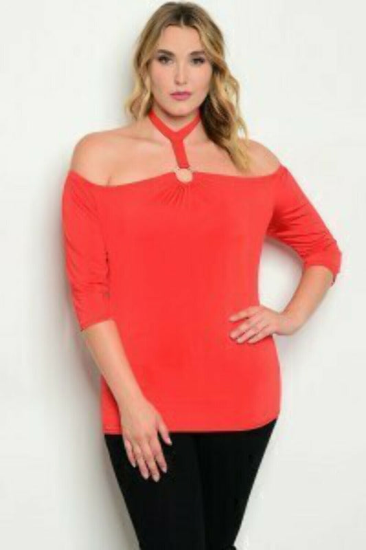 Tops Only in blue Strap-Accent Off Shoulder
