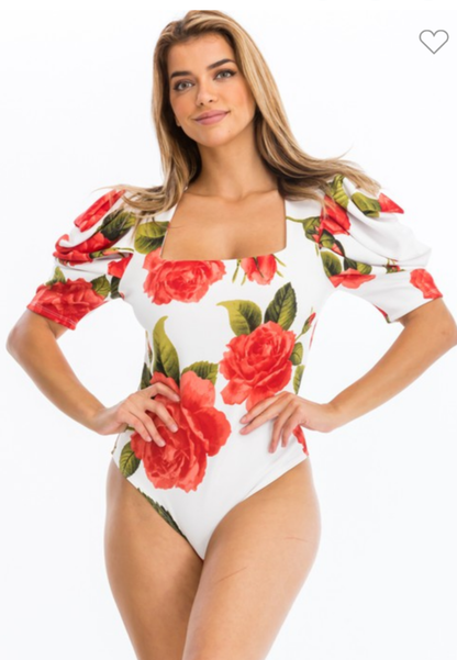 Elegant blouse and red with flour