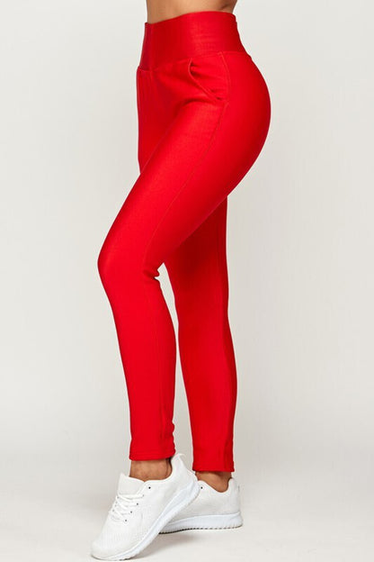 ELEGANT Winter Shiny High-waisted Tech pockets Leggings