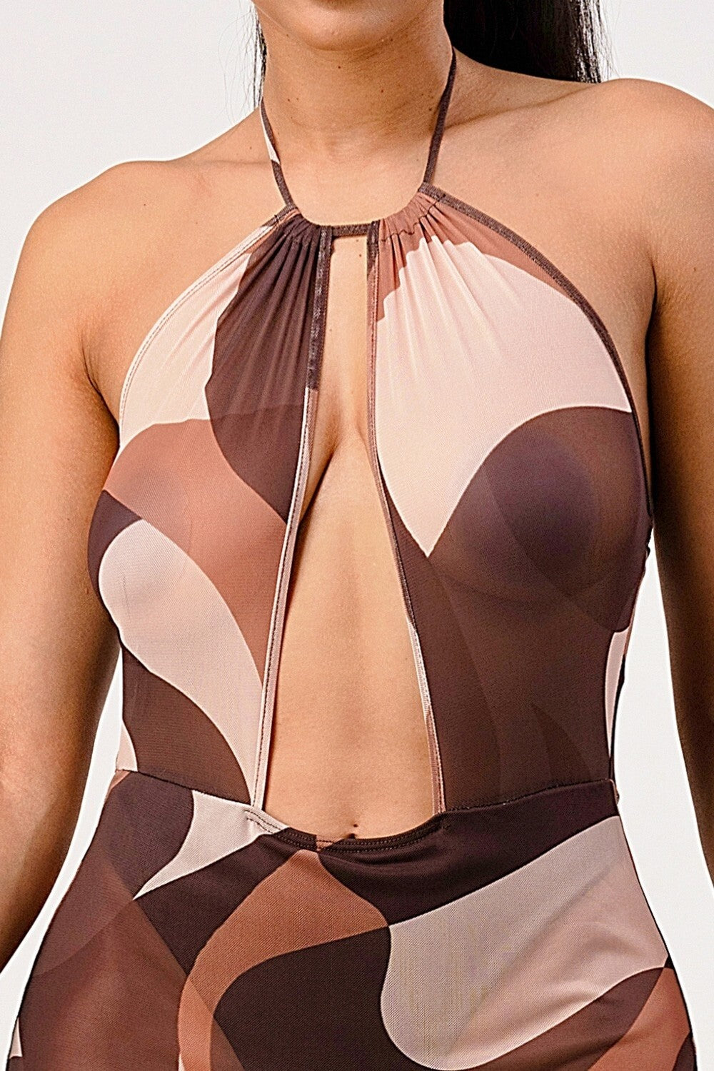 Vestido printiado largo metálico multicolor Prim transparente