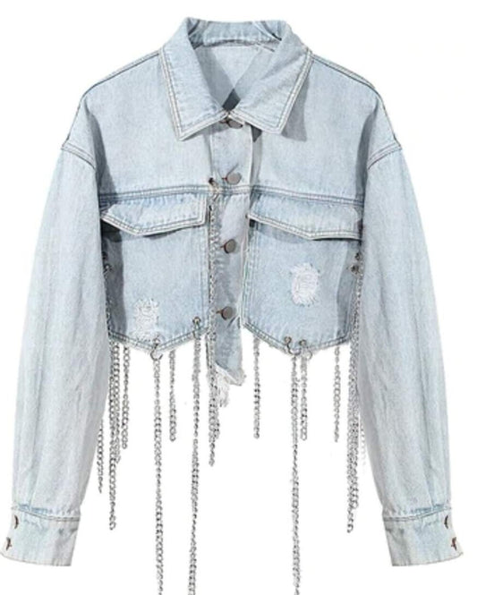 Jacket Jean with chain in silver