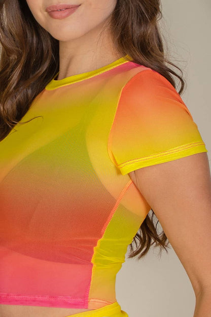 Mesh Sheer Crop Top: Black /