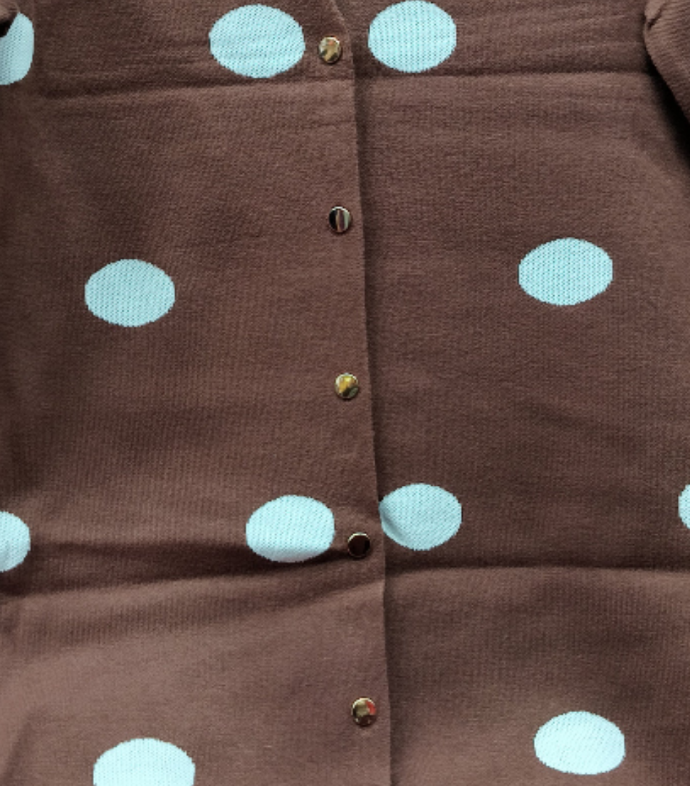 Cardigan Estampado en Círculo Blanco Chocolate Camel