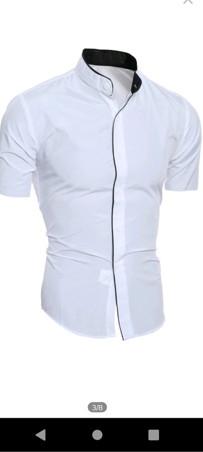 SINGLE-LINE BUTTON-UP SHIRT IN BLACK,