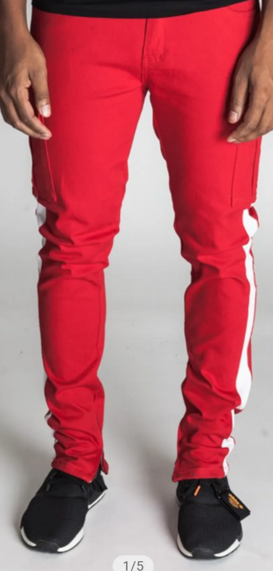 nice red casual pants for men with zippers on the sides for a more modern finish with a combination in red