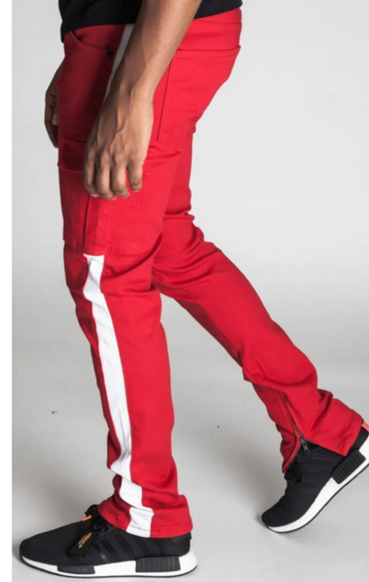 nice red casual pants for men with zippers on the sides for a more modern finish with a combination in red