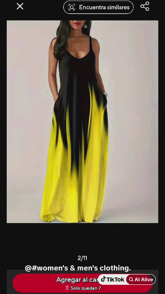 Vestido amarillo de dos colores hermosos sencillo y diferente