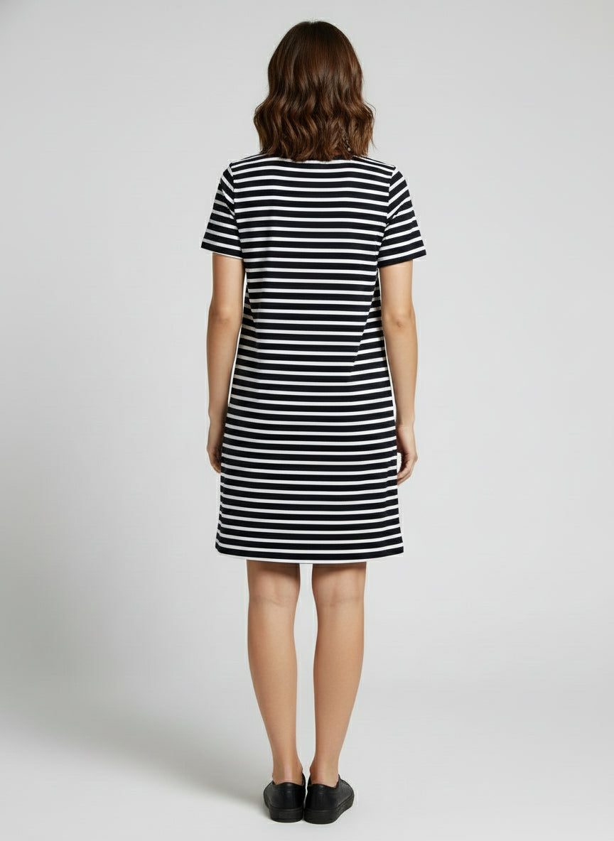 Two-tone striped casual dress