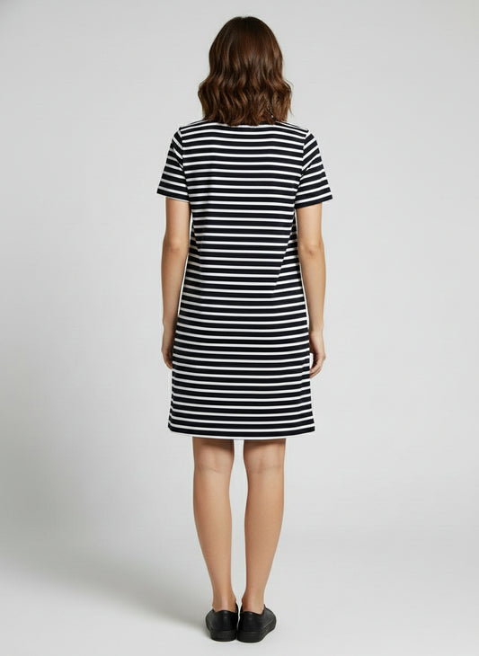 Two-tone striped casual dress
