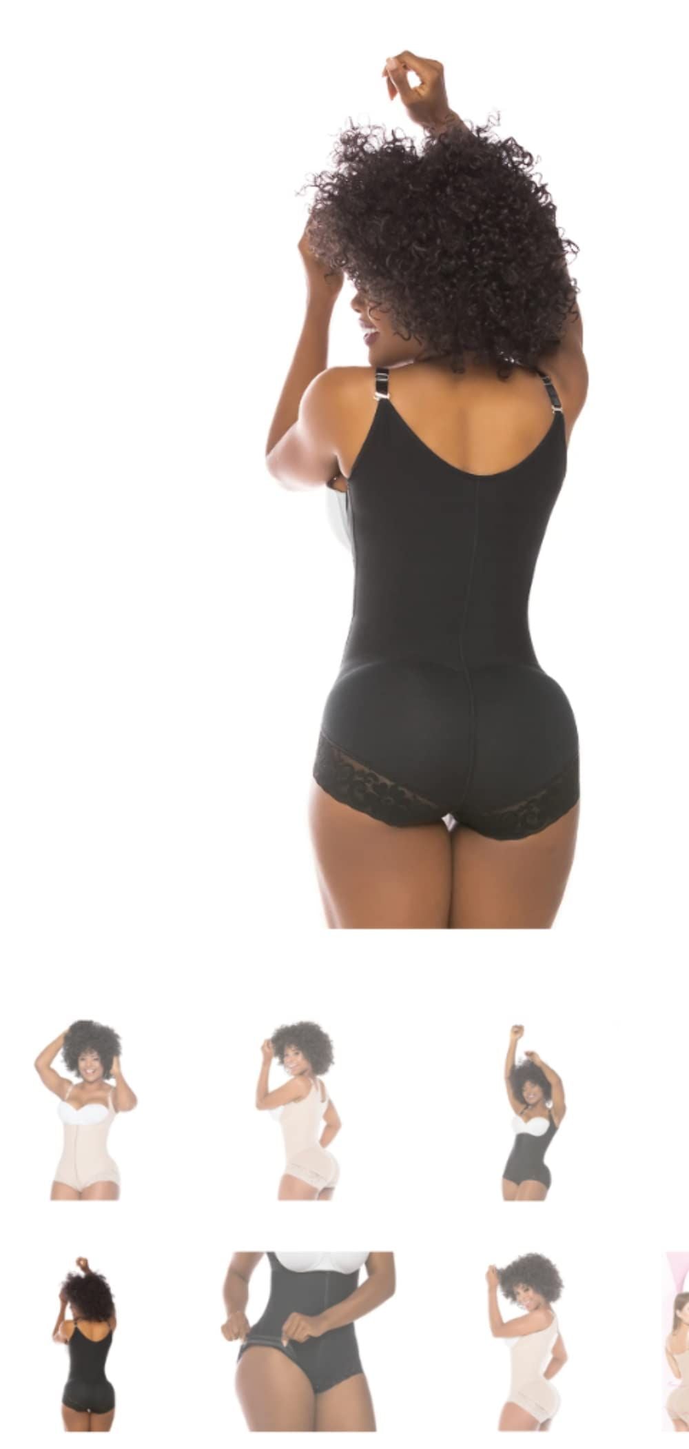 fajas Body colombiana.  original High back with lace in black or beige