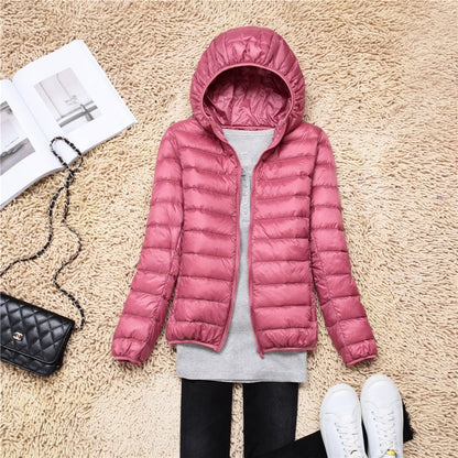 Women Puffer Jacket 15 Colors Plus Size 5XL 6XL 7XL 2023 New Spring Autumn Female Ultra Lightweight Packable Hooded Down Coats