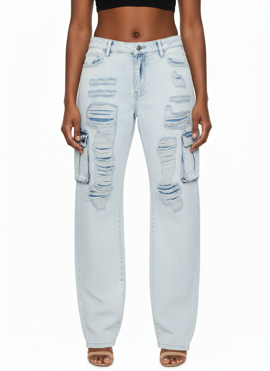 Cargo jeans with side pockets