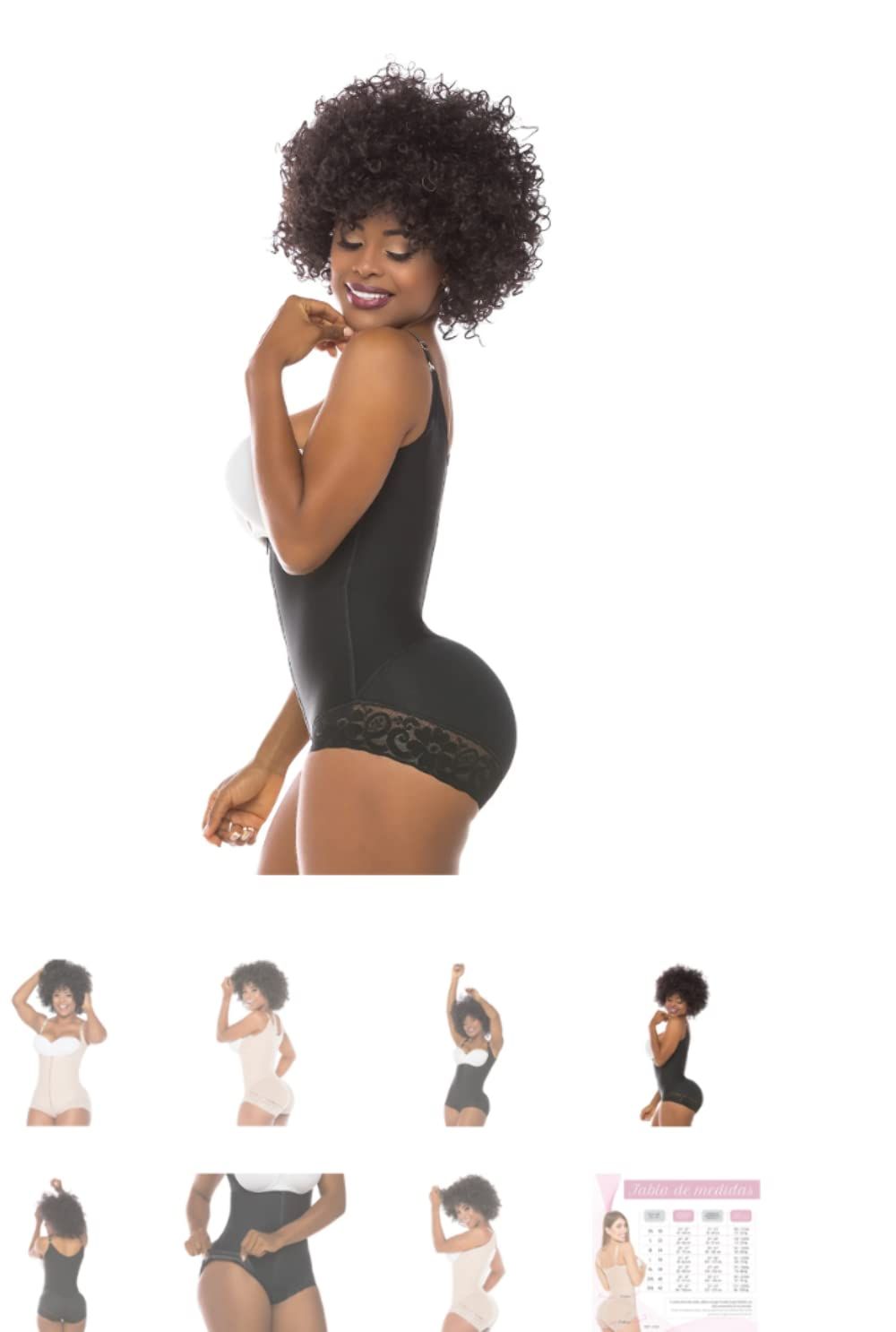 fajas Body colombiana.  original High back with lace in black or beige