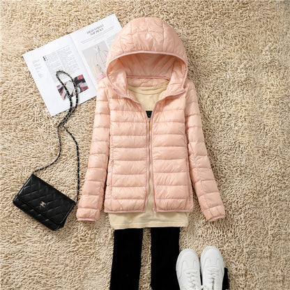 Women Puffer Jacket 15 Colors Plus Size 5XL 6XL 7XL 2023 New Spring Autumn Female Ultra Lightweight Packable Hooded Down Coats