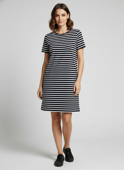 Two-tone striped casual dress