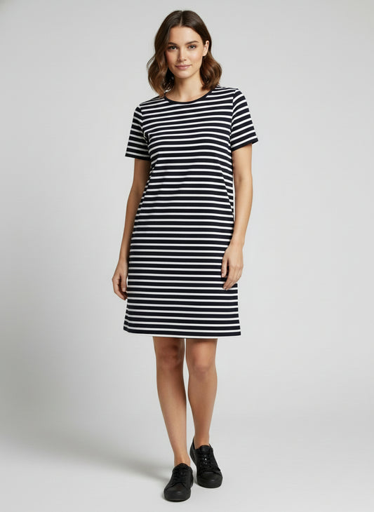 Two-tone striped casual dress