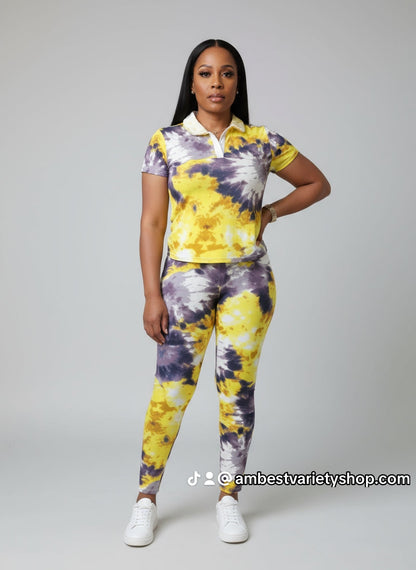 Two-piece set: pants and blouse in multiple colors