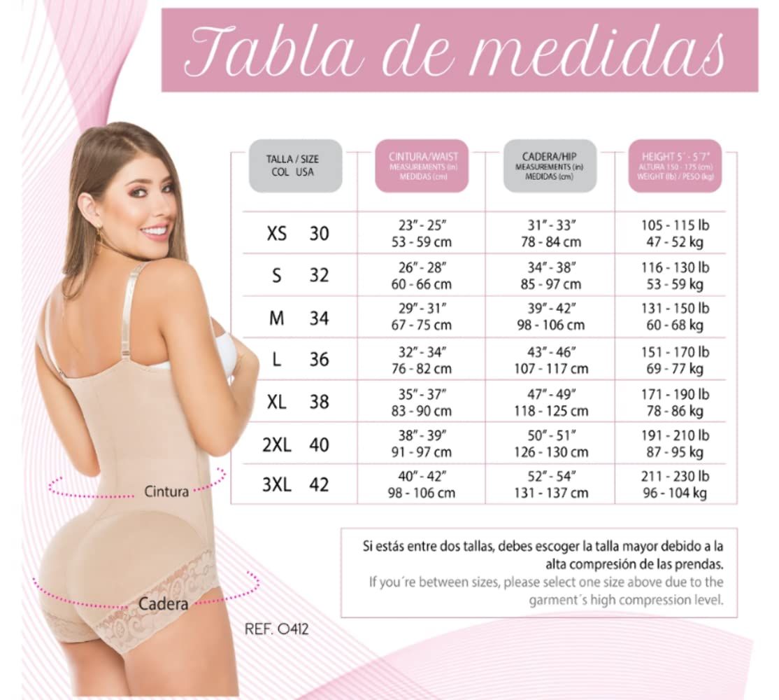 fajas Body colombiana.  original High back with lace in black or beige